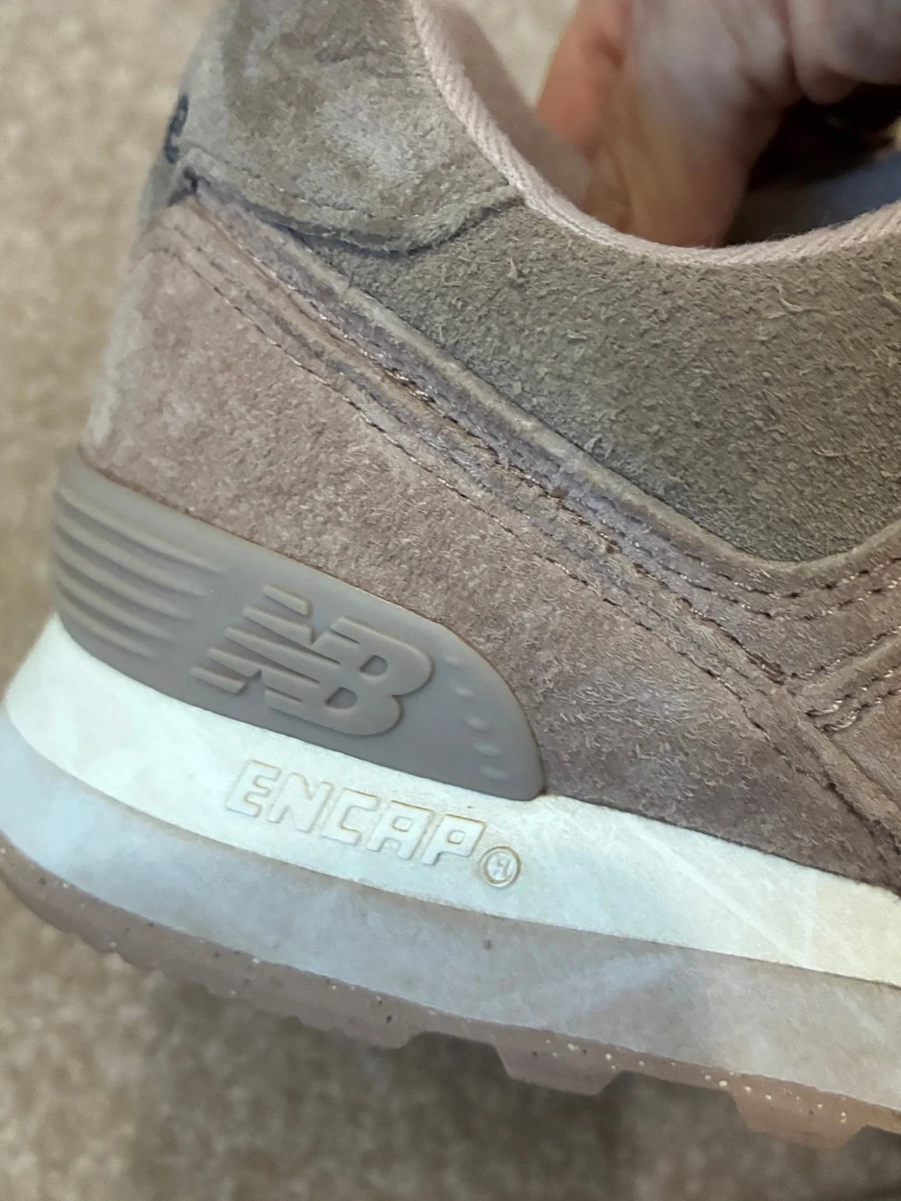 New Balance Men’s Suede Mesh Sneakers — Taupe/Beige